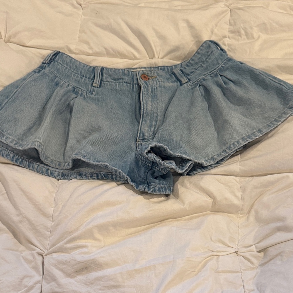 We The Free Light Blue Denim Skorts